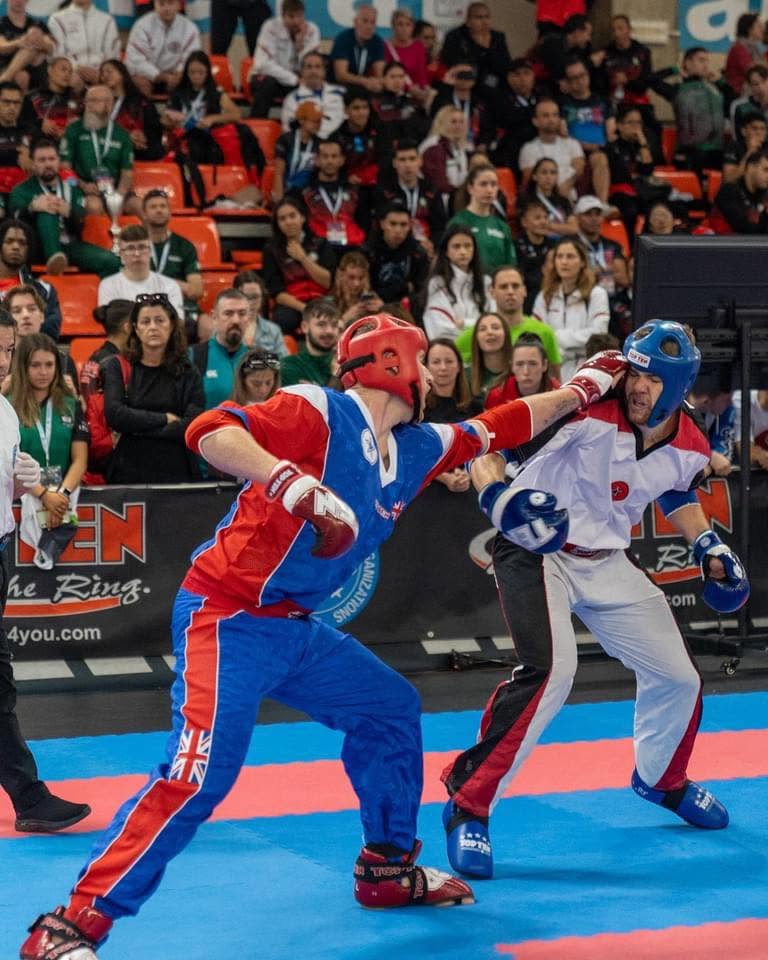Chris Aston competing in Team GB kit at the World Championships