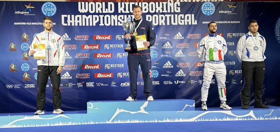 Chris Aston on the World Championship podium in Portugal