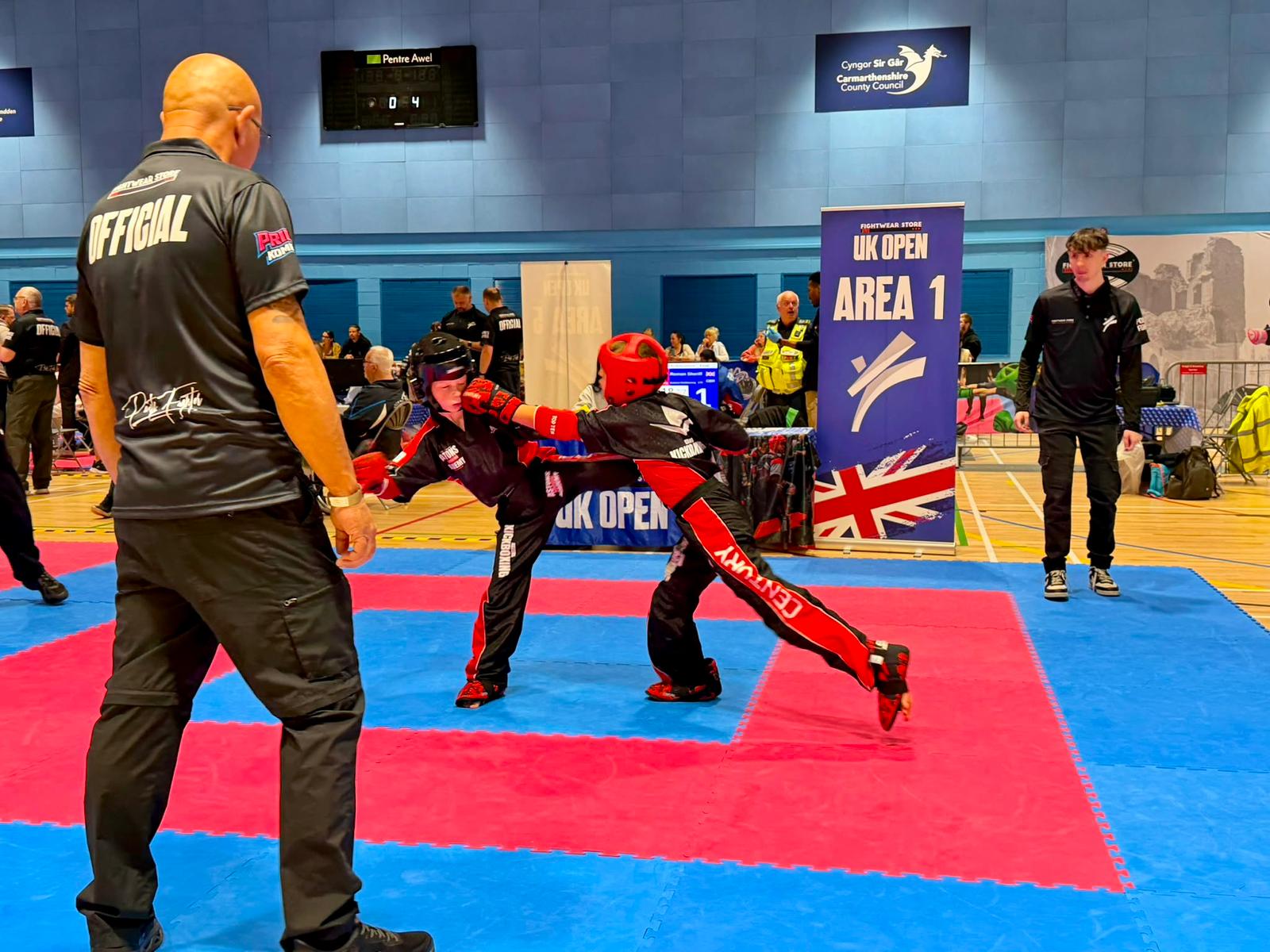 Astons junior competing in a points fighting bout at the UK Open